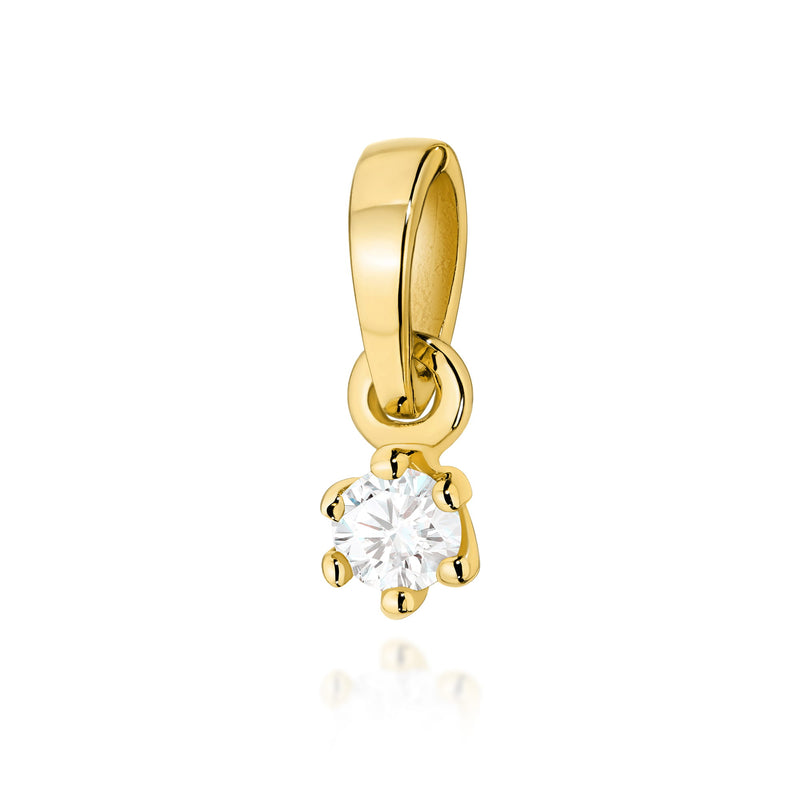 Pandantiv Aur 14K cu Diamant Natural 0.04 ct — Aur galben