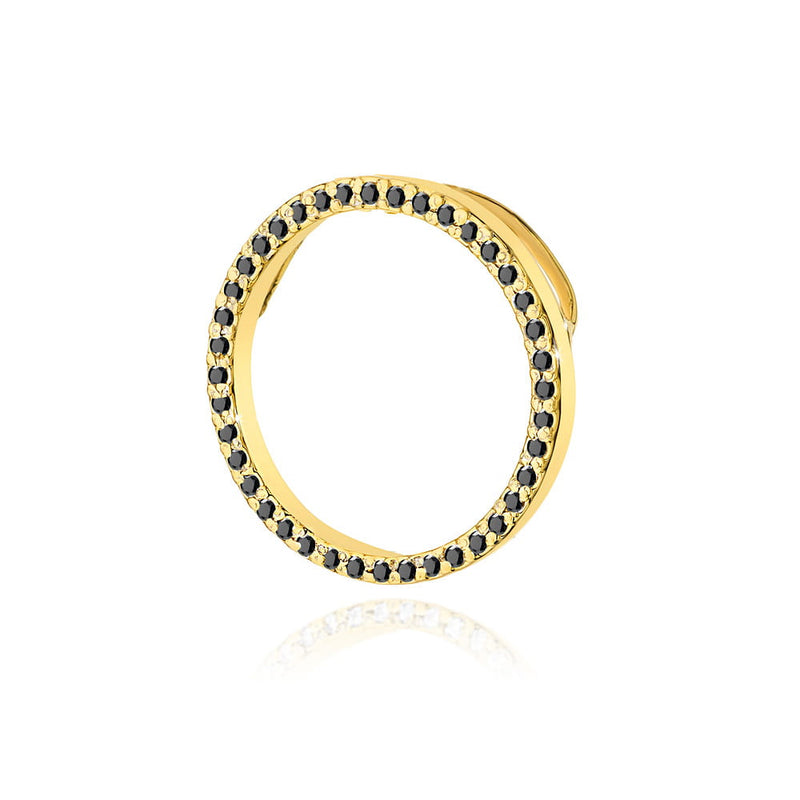Pandantiv Aur 14K cu Diamante Naturale Negre 0.20 ct — Aur galben