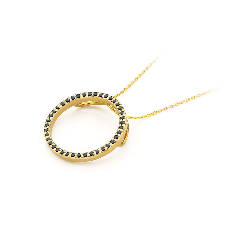 Pandantiv Aur 14K cu Diamante Naturale Negre 0.20 ct, imaginea 2 din 6