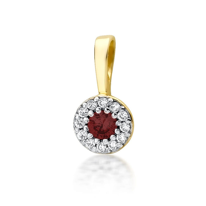 Pandantiv Aur 14K cu Rubin 0.15 ct si Diamante Naturale 0.10 ct — Aur galben