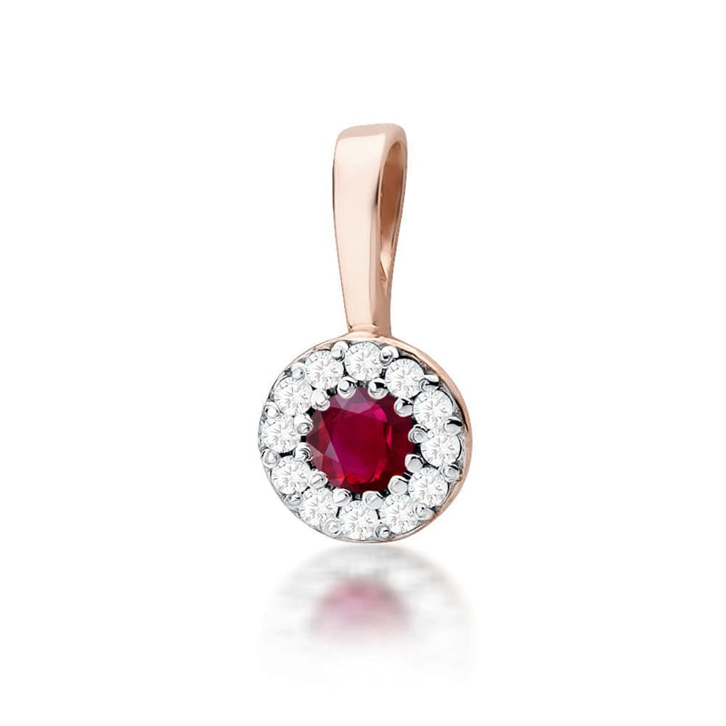 Pandantiv Aur 14K cu Rubin 0.15 ct si Diamante Naturale 0.10 ct, imaginea 3 din 6