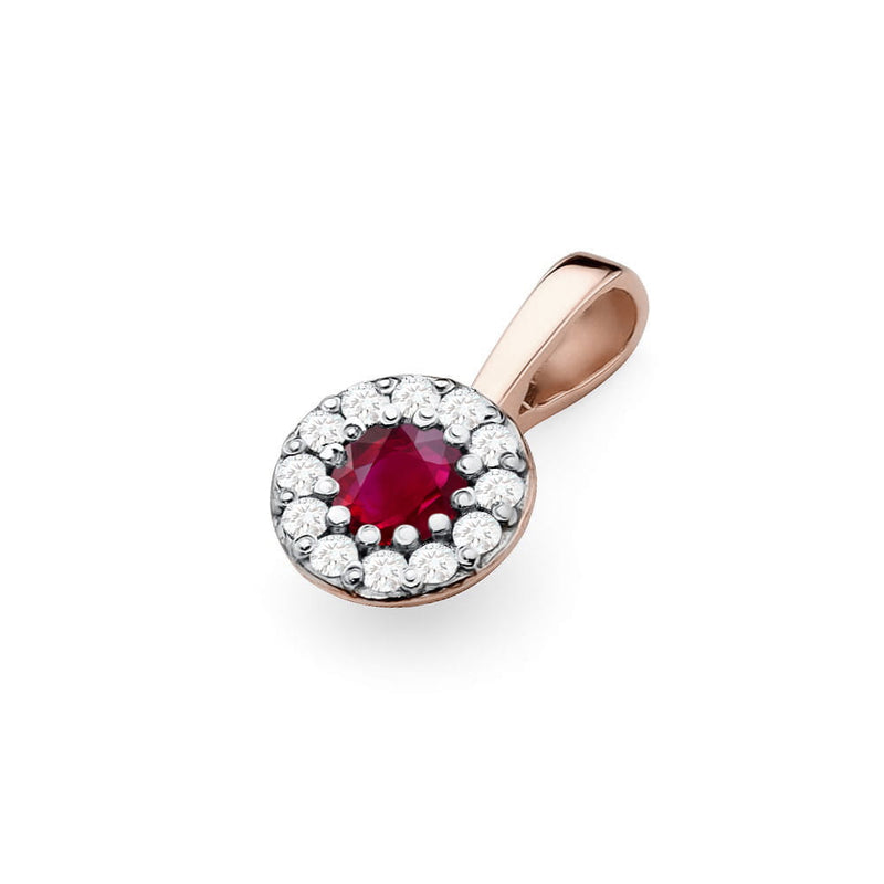 Pandantiv Aur 14K cu Rubin 0.15 ct si Diamante Naturale 0.10 ct, imaginea 4 din 6