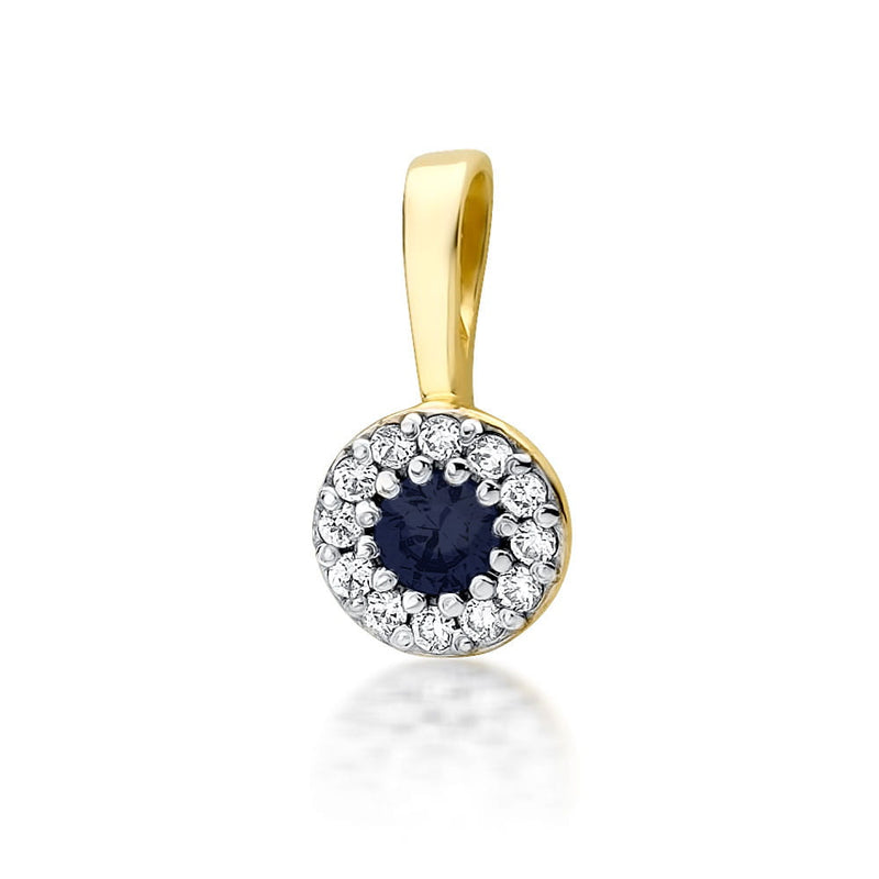 Pandantiv Aur 14K cu Safir 0.15 ct si Diamante Naturale 0.10 ct — Aur galben