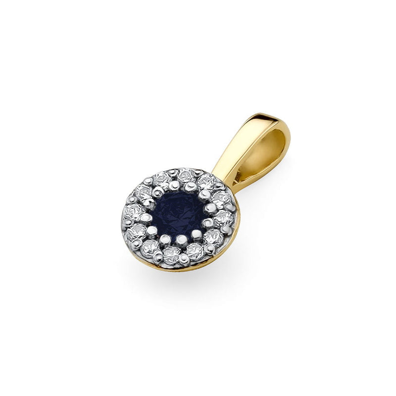 Pandantiv Aur 14K cu Safir 0.15 ct si Diamante Naturale 0.10 ct, imaginea 2 din 6