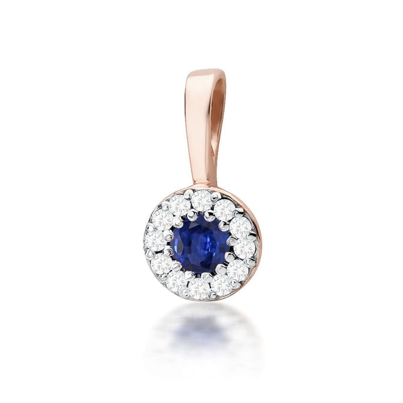 Pandantiv Aur 14K cu Safir 0.15 ct si Diamante Naturale 0.10 ct, imaginea 3 din 6