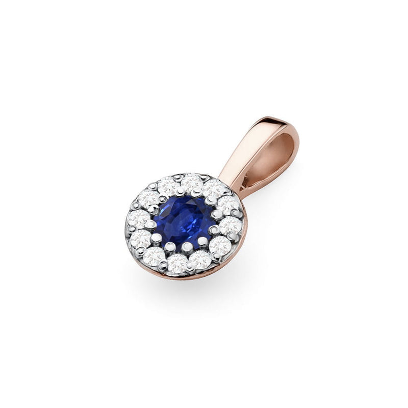 Pandantiv Aur 14K cu Safir 0.15 ct si Diamante Naturale 0.10 ct, imaginea 4 din 6