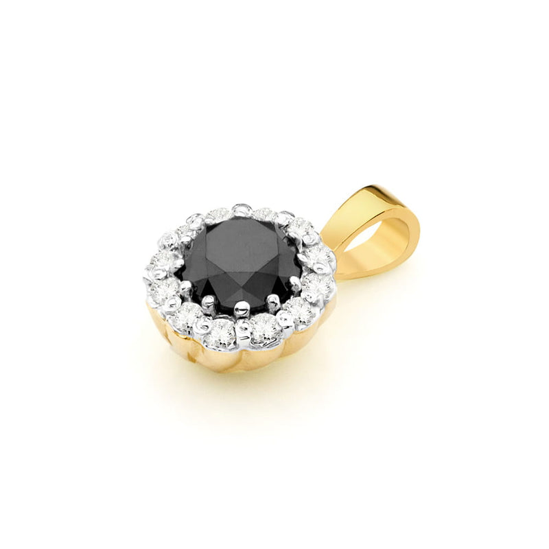 Pandantiv Aur 14K cu Diamante Naturale Albe si Negre 0.60 ct, imaginea 2 din 7