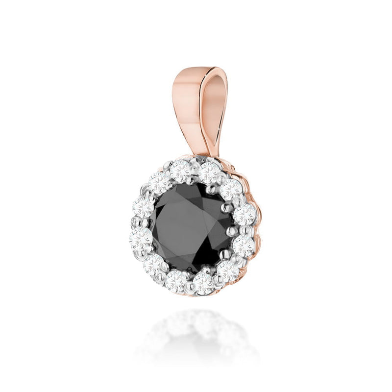 Pandantiv Aur 14K cu Diamante Naturale Albe si Negre 0.60 ct, imaginea 4 din 7
