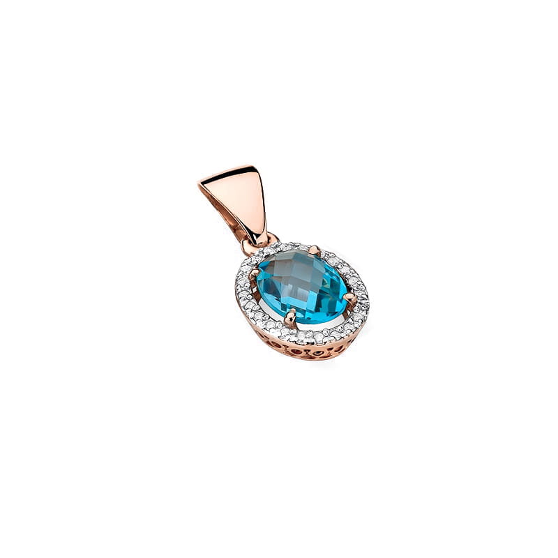 Pandantiv Aur 14K cu Topaz Swiss 1.70 ct si Diamante Naturale 0.11 ct, imaginea 4 din 6