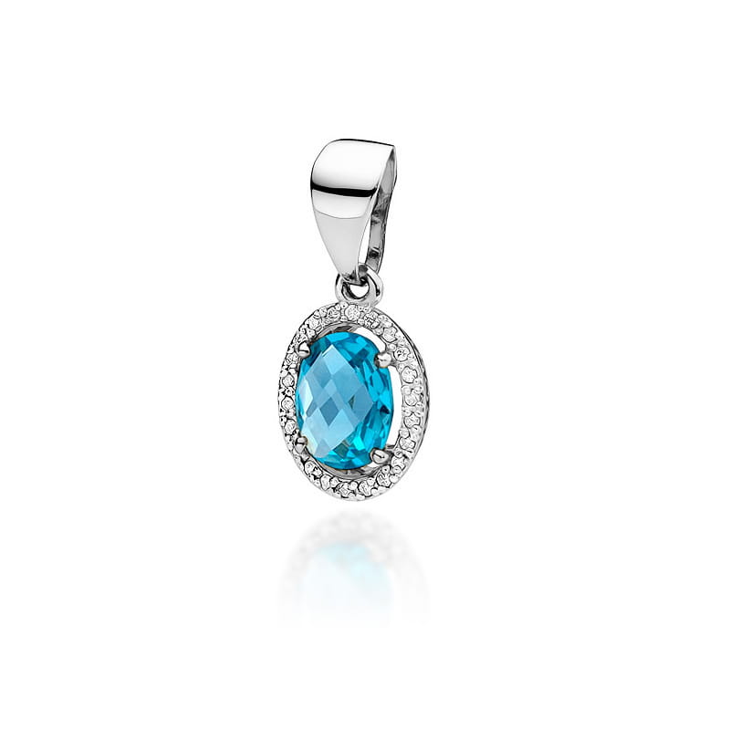 Pandantiv Aur 14K cu Topaz Swiss 1.70 ct si Diamante Naturale 0.11 ct, imaginea 5 din 6