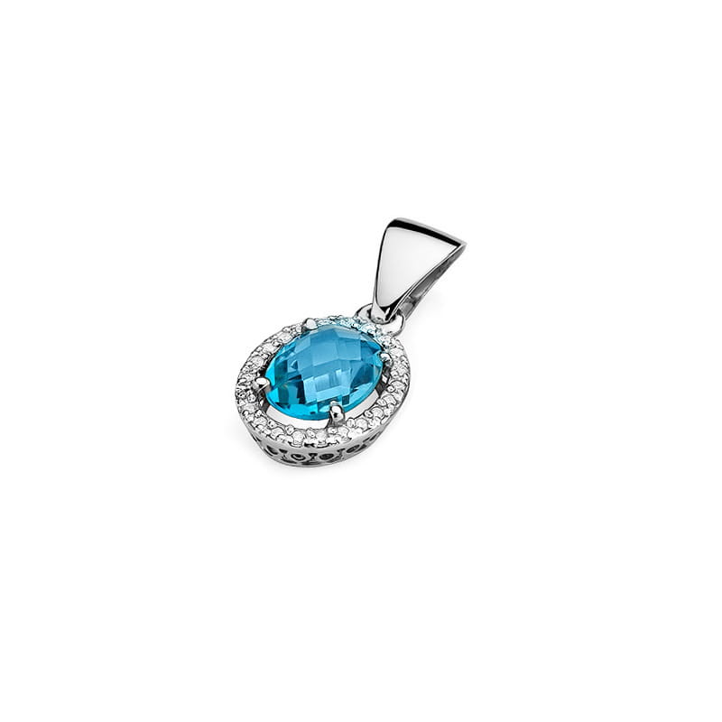 Pandantiv Aur 14K cu Topaz Swiss 1.70 ct si Diamante Naturale 0.11 ct, imaginea 6 din 6