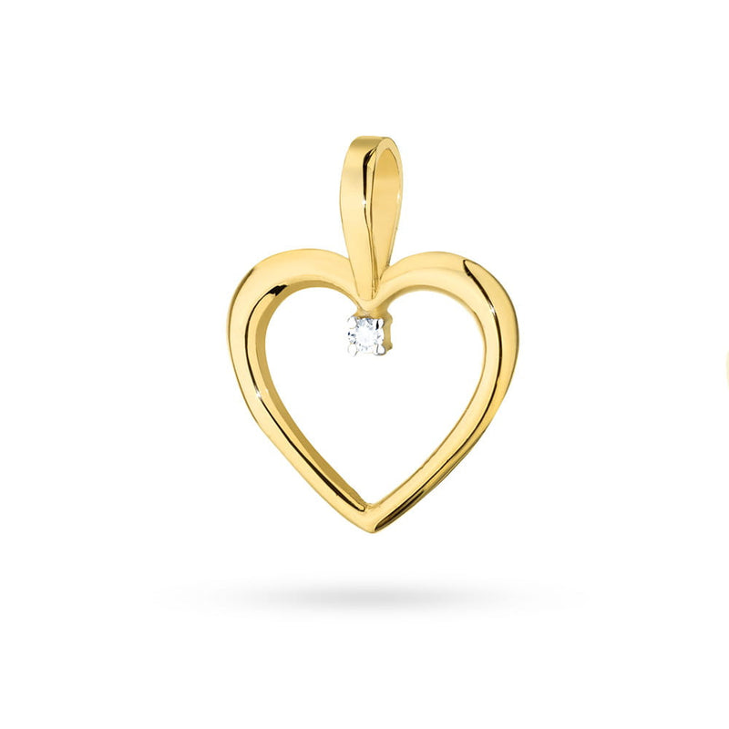 Pandantiv Aur 14K cu Diamant Natural 0.01 ct — Aur galben