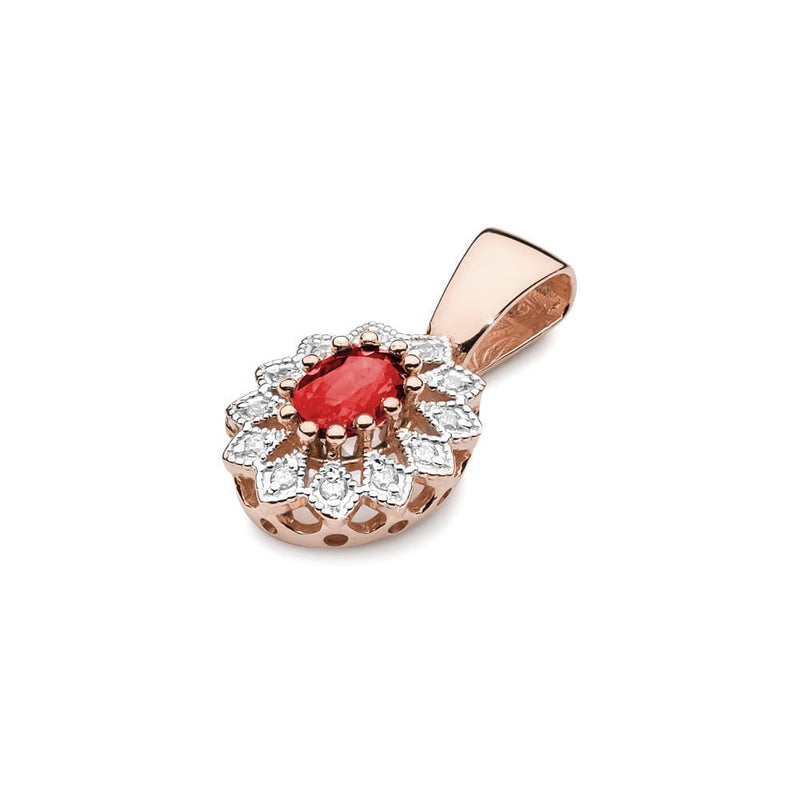 Pandantiv Aur 14K cu Rubin 0.60 ct si Diamante Naturale 0.10 ct, imaginea 4 din 5