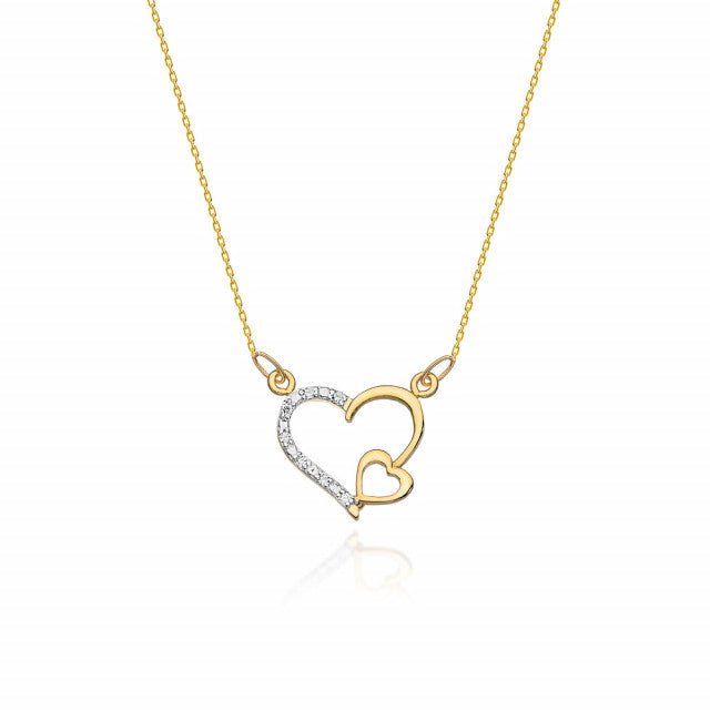 Colier Aur 14K cu Diamante Naturale 0.04 ct — Aur galben