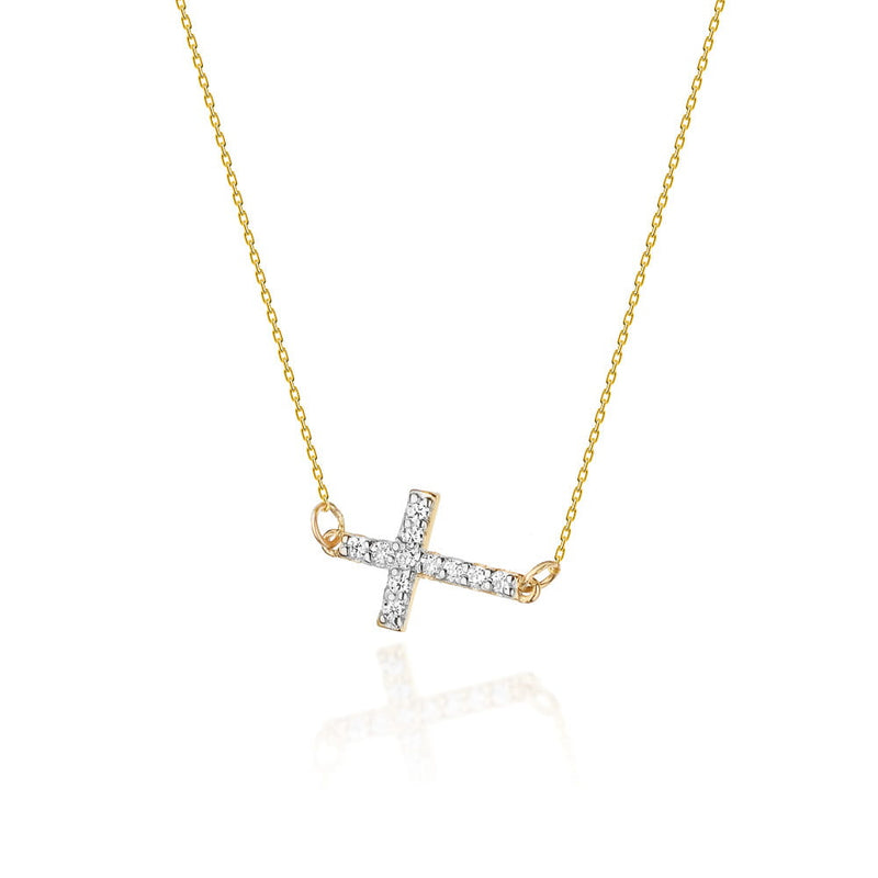 Colier Aur 14K cu Diamante Naturale 0.06 ct — Aur galben
