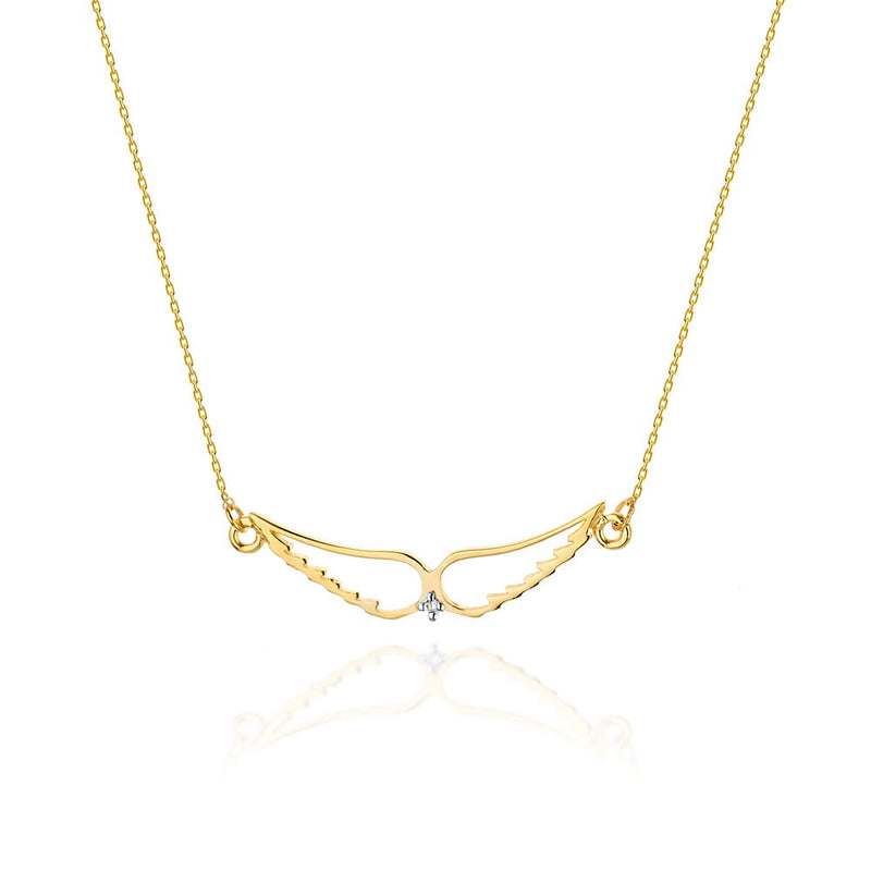 Colier Aur 14K cu Diamant Natural 0.01 ct — Aur galben