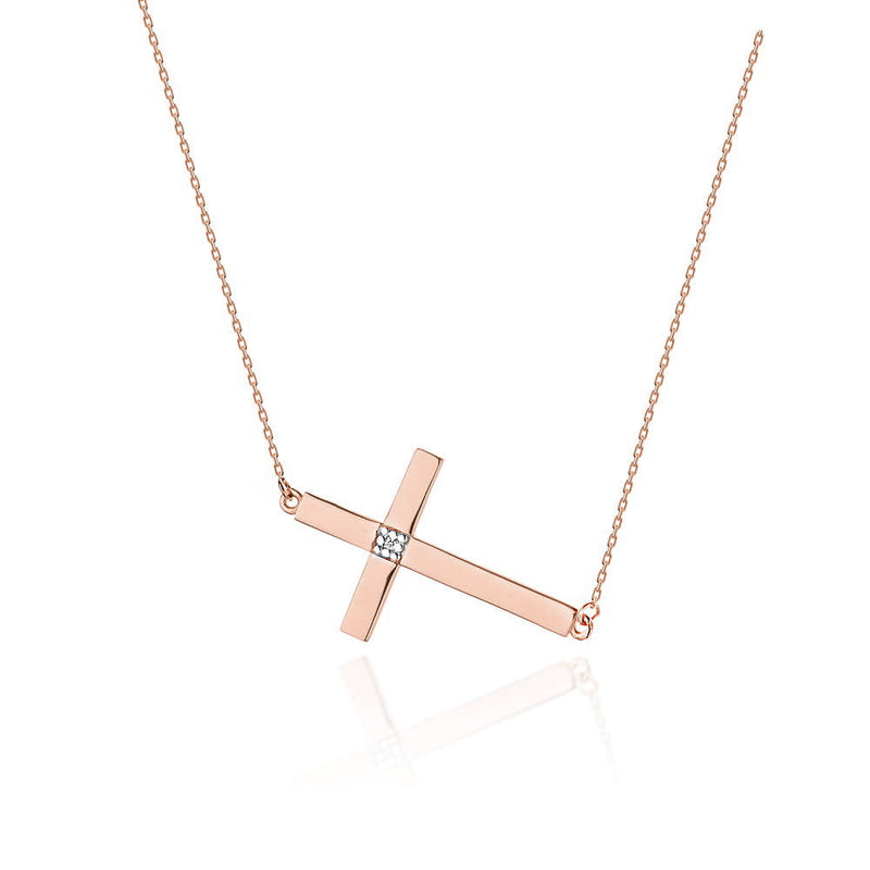 Colier Aur 14K cu Diamant Natural 0.01 ct, imaginea 3 din 6