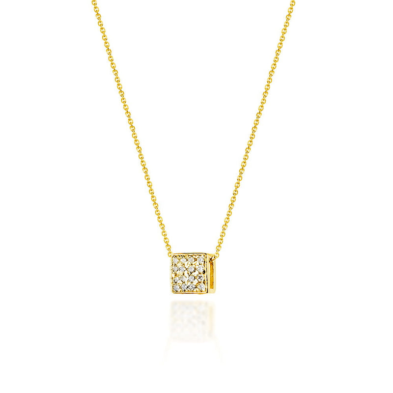 Colier Aur 14K cu Diamante Naturale 0.08 ct — Aur galben