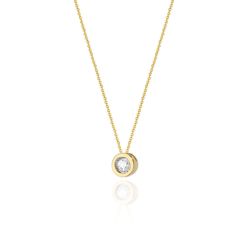 Colier Aur 14K cu Diamant Natural 0.08 ct — Aur galben