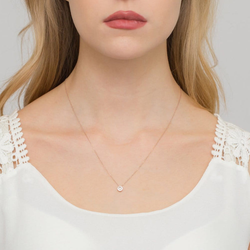 Colier Aur 14K cu Diamant Natural 0.08 ct, imaginea 6 din 9