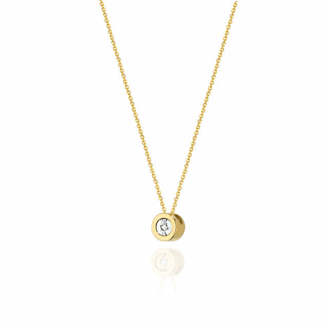 Colier Aur 14K cu Diamant Natural 0.01 ct — Aur galben