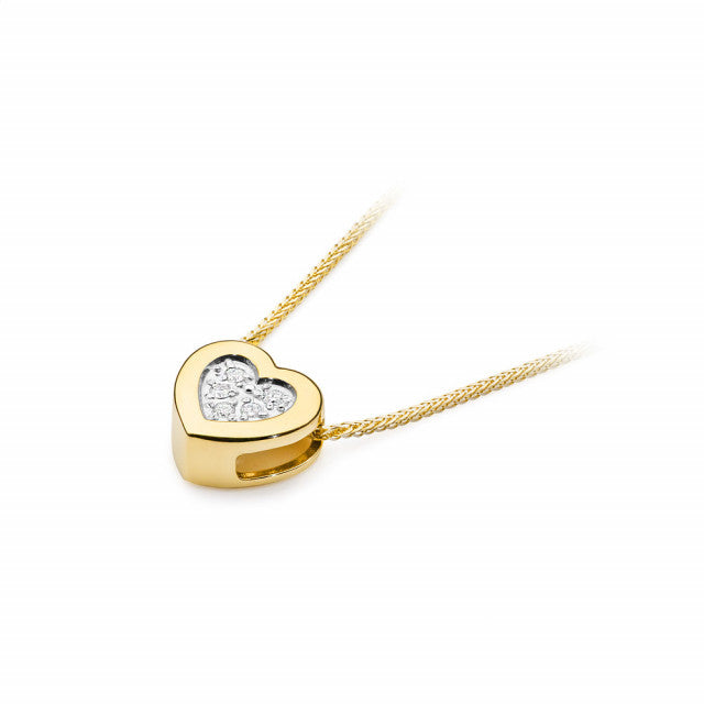 Colier Aur 14K cu Diamante Naturale 0.07 ct — Aur galben