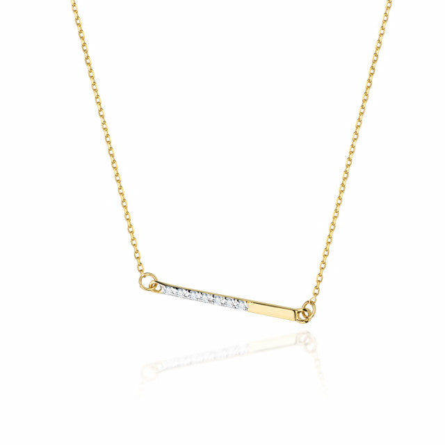 Colier Aur 14K cu Diamante Naturale 0.04 ct — Aur galben