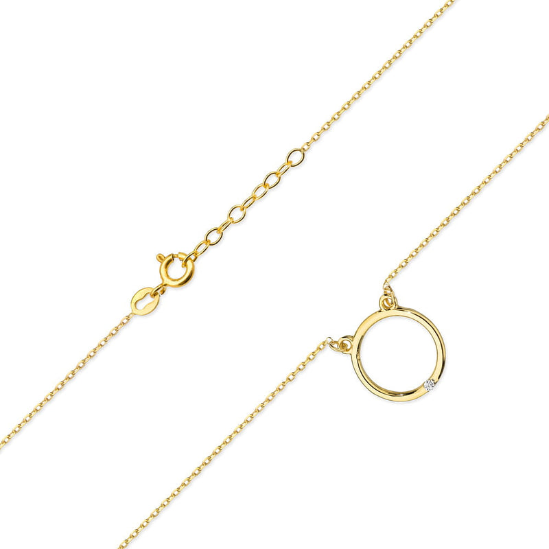Colier Aur 14K cu Diamant Natural 0.01 ct, imaginea 2 din 6
