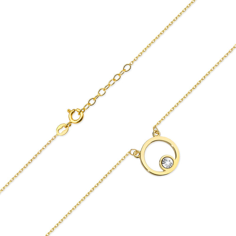 Colier Aur 14K cu Diamant Natural 0.01 ct, imaginea 2 din 8