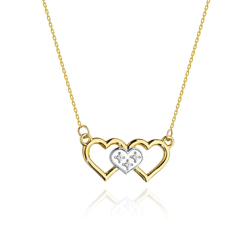 Colier Aur 14K cu Diamante Naturale 0.01 ct — Aur galben