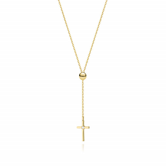 Colier Aur 14K cu Diamant Natural 0.01 ct — Aur galben