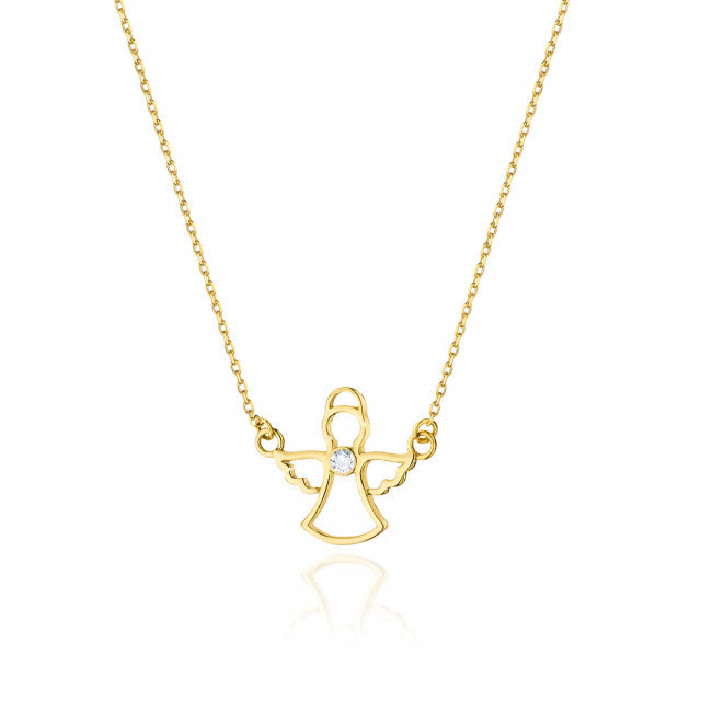Colier Aur 14K cu Diamant Natural 0.01 ct — Aur galben