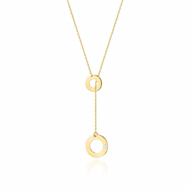 Colier Aur 14K cu Diamant Natural 0.01 ct — Aur galben