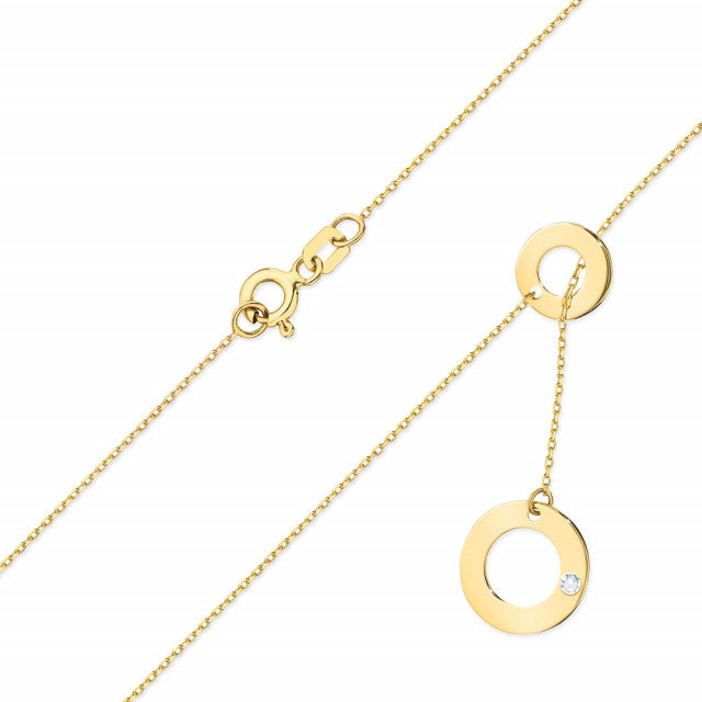 Colier Aur 14K cu Diamant Natural 0.01 ct, imaginea 2 din 5