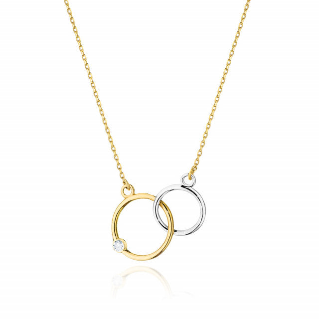 Colier Aur 14K cu Diamant Natural 0.01 ct — Aur galben