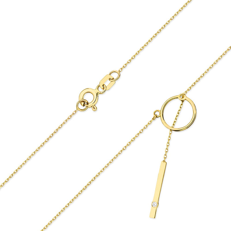 Colier Aur 14K cu Diamant Natural 0.01 ct, imaginea 2 din 4