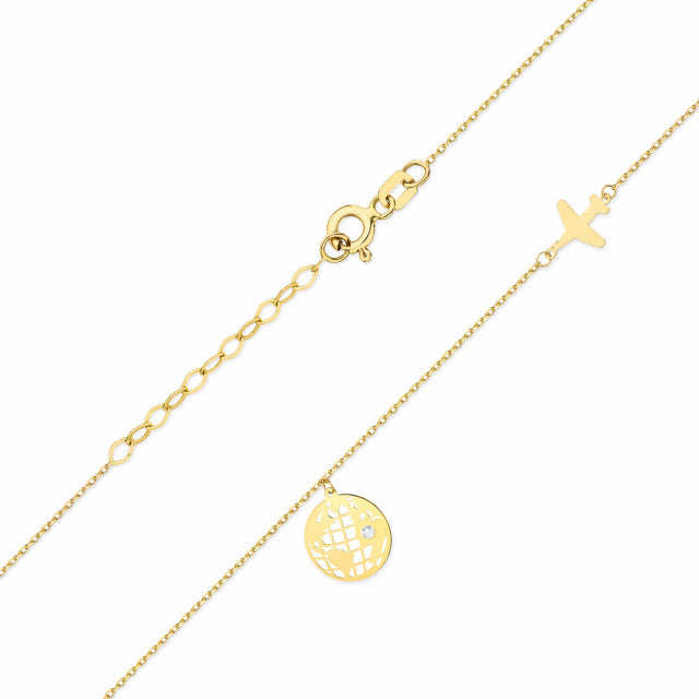 Colier Aur 14K cu Diamant Natural 0.01 ct, imaginea 2 din 3