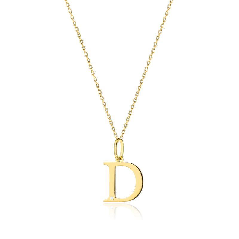 Colier Aur 14K cu Diamant Natural 0.01 ct — Aur galben