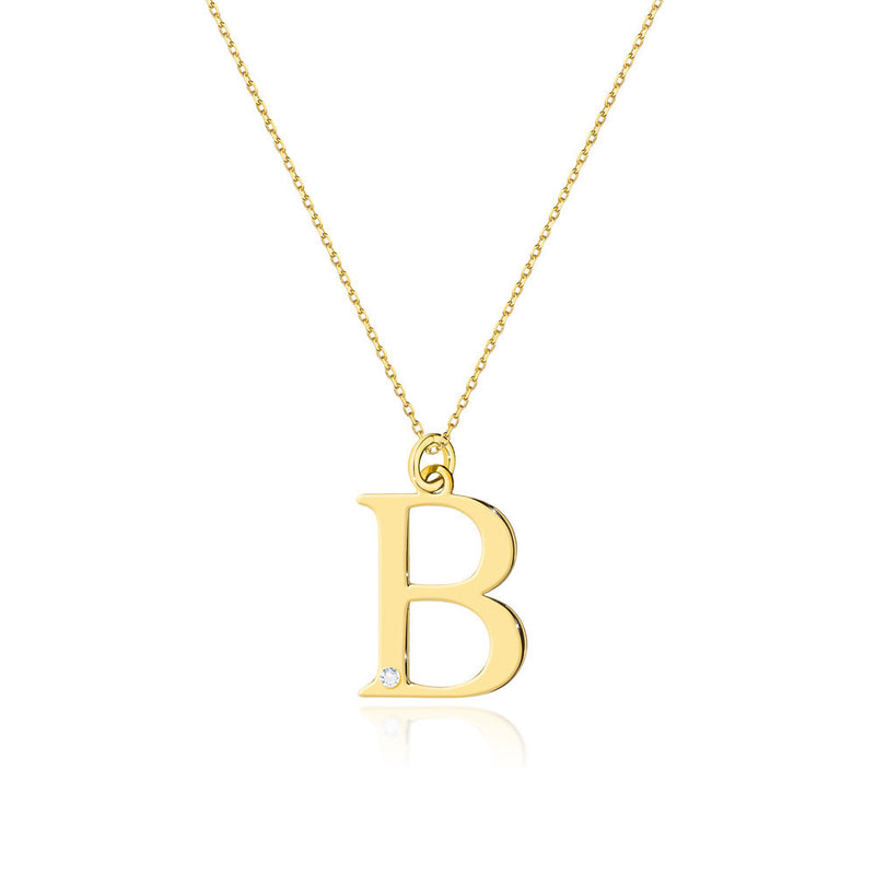 Colier Aur 14K cu Diamant Natural 0.01 ct — Aur galben
