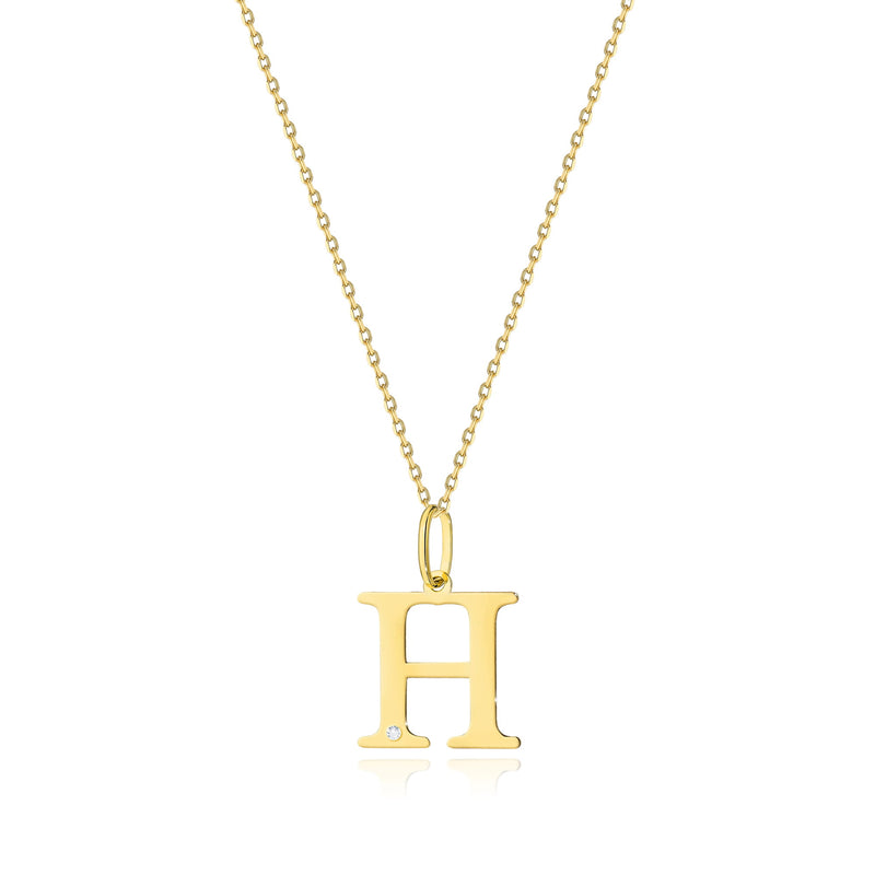 Colier Aur 14K cu Diamant Natural 0.01 ct — Aur galben
