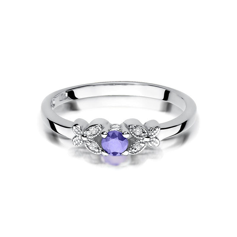 Inel Aur 14K cu Tanzanit 0.15 ct si Diamante Naturale 0.02 ct, imaginea 2 din 12