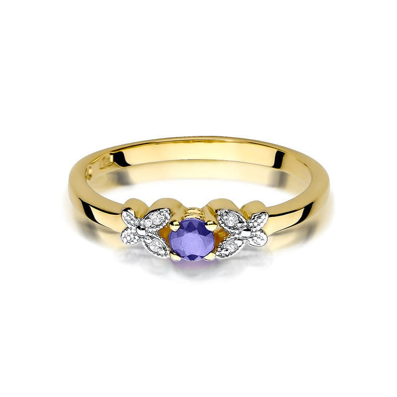 Inel Aur 14K cu Tanzanit 0.15 ct si Diamante Naturale 0.02 ct, imaginea 4 din 12