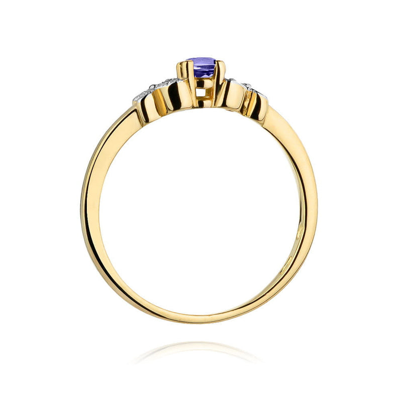 Inel Aur 14K cu Tanzanit 0.15 ct si Diamante Naturale 0.02 ct, imaginea 6 din 12