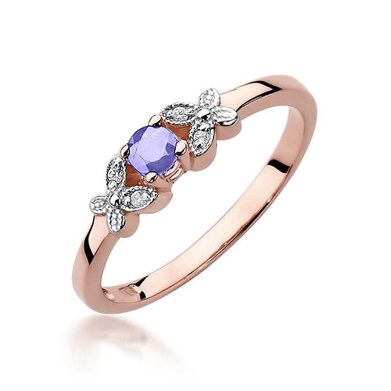 Inel Aur 14K cu Tanzanit 0.15 ct si Diamante Naturale 0.02 ct, imaginea 9 din 12