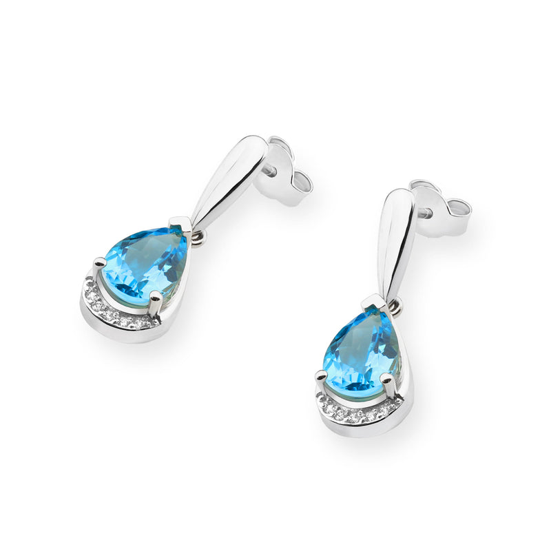Cercei Aur 14K cu Topaz Swiss 1.40 ct si Diamante Naturale 0.05 ct, imaginea 4 din 6