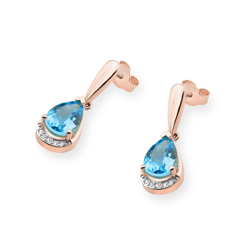 Cercei Aur 14K cu Topaz Swiss 1.40 ct si Diamante Naturale 0.05 ct, imaginea 6 din 6