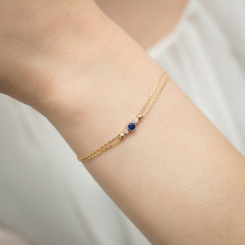 Bratara Aur 14K cu Safir 0.15 ct si Diamante Naturale 0.03 ct, imaginea 6 din 8