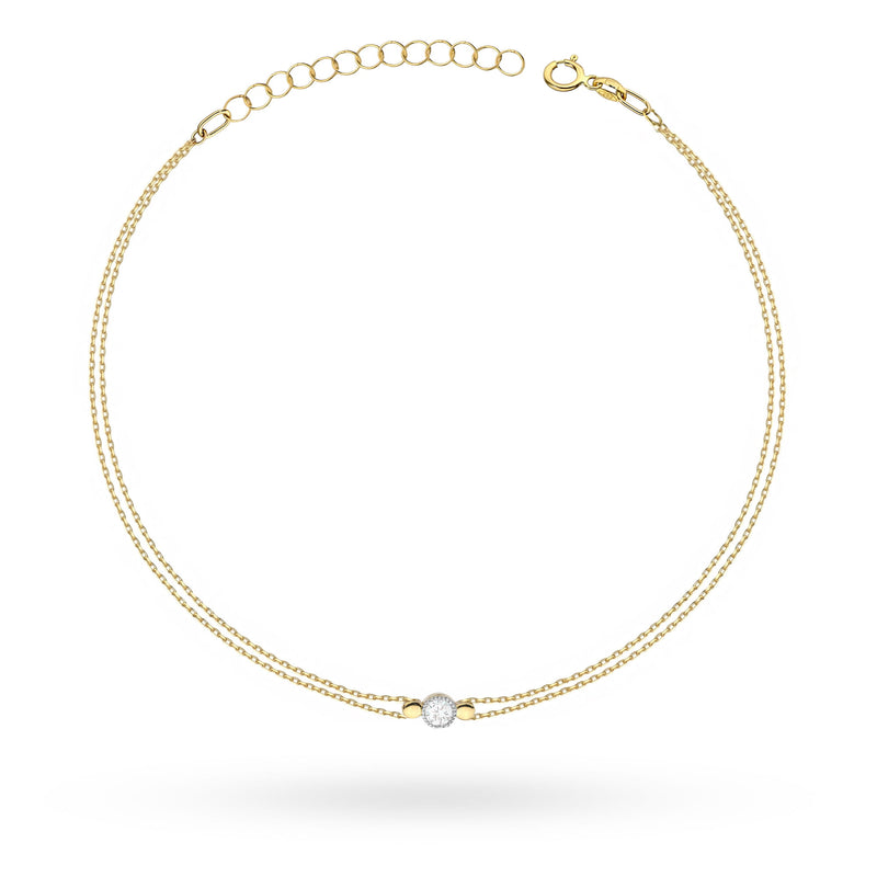 Bratara Aur 14K cu Diamant Natural 0.10 ct — Aur galben