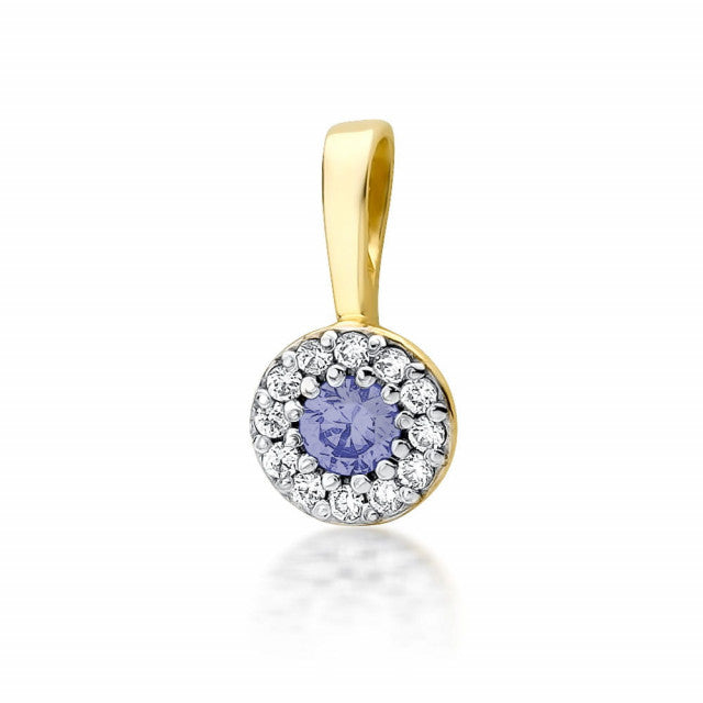 Pandantiv Aur 14K cu Tanzanit 0.15 ct si Diamante Naturale 0.10 ct, imaginea 1 din 4
