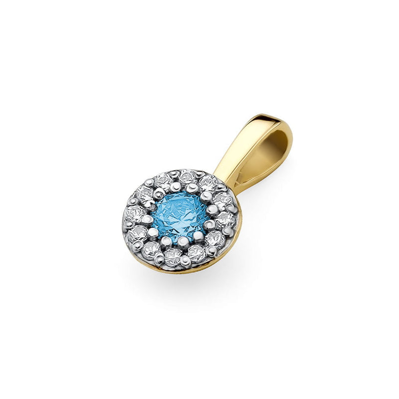 Pandantiv Aur 14K cu Topaz Swiss 0.15 ct si Diamante Naturale 0.10 ct, imaginea 2 din 6